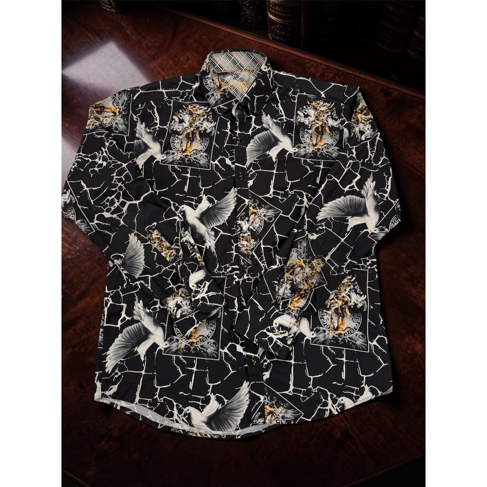 Sugar That Shirt Is Sweet Men's Poseidon Black Long Sleeve Button Down Shirt - M